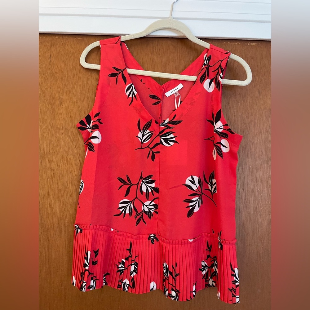 Red floral blouse